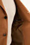 Straight Slim Fit Lapel Collar Pocket 100% Linen Men's Trenchcoat Camel - 21339.26Y - 7