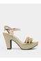 Gold Glitter Platform Block Heel Sandals