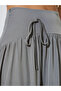 Grey A-Line Maxi Skirt With Tie-Detail - 3