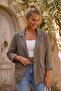 Italian Mink Shirt Collar Long Sleeve Striped Buttoned 100% Linen Woven Jacket 65 63 - 5