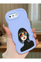 iPhone 7 Plus Compatible Case Camera Protector Blue Silicone Couple Phone Case Girl Pattern