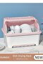 Dish Drying Rack with Lid, Large Dish Rack for Kitchen Cabinets, Plastic Dish Drainer with Drainboard Tray, Kitchen Plate Cup Tray Cutlery Drainer, Space Saving Kitchen Countertop Organizer
