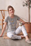 Lycra Duck Patterned Short Sleeve Summer Comfortable and Flexible Pajama Set - 5
