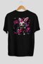Rock Star Bunny Oversize Back Printed Black T-Shirt Unisex 100% Cotton Premium Design Streetwear