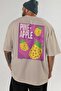 Ananas Oversize Back Printed Beige T-Shirt Unisex 100% Cotton Premium Design Streetwear - 5