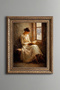 Woman Reading a Book by the Window - Vintage Patterned Painting - Thick Model
