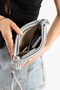 Gray Knitwear Woven Clutch Portfolio Women's Bag with Wrist Strap - 3