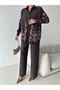 Women's Shirt with Stone Embroidery on Shoulders and Sleeves, Standard Pants Size Suit