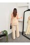 Women's Sleeveless Double-Breasted Blazer Vest Wide-Leg Pants Set - 3