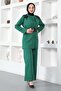 Lace Detailed Jumpsuit Set Emerald 19003 - 3