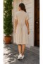 Modern Elegance Women's V-Neck Short Sleeve Shirred Relaxed Fit Casual Dress - 3