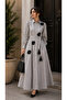 - Grey Belted Black Motif Maxi Dress