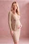 Maternity Stone Corded Viscose Blended Crew Neck Long Sleeve Belt Detailed Dress Emely - 2