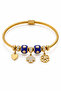 Royal Clover Heart Gold Charm Cable Bracelet