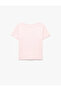 Crew Neck Short Sleeve Cotton T-Shirt with Embroidery Detail - 4