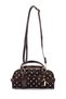 Faux Leather Women's Crossbody Bag with Key Lock Charm Hamburg Brown Polka Dot - 6