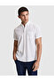 White Linen Blend Regular Fit Short Sleeve Shirt 50320933-Vr013