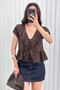 Women's Ruffle Tie V-Neck Summer Blouse Short Sleeve Flounce Loose Chic Casual Blouse - 2