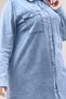68025 Plus Size Pocketed Buttoned Denim Shirt - Snow Wash Ice Blue - 2