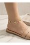 Stainless Steel Gold Women's Anklet with Clover Figure (Water Resistant)