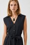 Shirt Collar Front Buttoned Sleeveless Dress-Black - 5