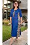 Leopard Printed Pocketed Full Lycra V-Neck Plus Size Cotton Viscose Summer Dress - 6