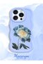 iPhone 16 Pro Compatible Case with Camera Protection Blue Silicone Couple Phone Case with Floral Pattern - 2