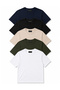 Set of 5 Men's White-Khaki-Beige-Black-Navy Slim Fit Crew Neck Basic T-Shirts