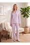 New Season Lilac Striped Full Buttoned Stylish Design Long Sleeve 100% Cotton Pajama Set - 7