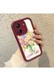 Xiaomi Redmi 13C Compatible Case Camera Protector Burgundy Silicone Couple Phone Case Floral Pattern - 2