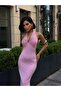 Women's Pink Halter Neck Back Slit Maxi Dress Dcf287 - 2