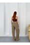 Women's Beige Staple Detailed Double-Breasted Belted Modal Trousers Frv0208 - 8
