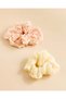 Women Ivory And Pink Scrunchie Set 2 Pieces