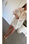 White Suit with Gold Beaded Collar and Embroidered Skirt - 3