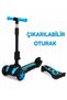 Children's Scooter with Seat, 3 Wheels, Foldable, Led Lighted, Adjustable, Blue +3 Years - 3