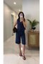 Frella Navy Blue Belted Vest Suit - 5