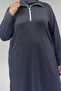 68057 Plus Size Half Zip Modal Tunic - Anthracite - 2