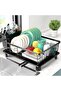 Dish Drying Rack, Space-Saving Dish Rack for Kitchen Counter, Stainless Steel Dish Rack with Cutlery Holder, Removable Dish Drainer, Drainboard and Adjustable Spout for Various Kitchenware, 15x11x6.7'