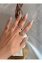 Zircon Stone Bombed Gold Color Adjustable Women's Steel Ring - 2