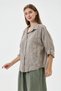 Women's Mink Italian Floral Embroidered Scalloped Fold-Over Long Sleeve Oversize Poplin Shirt Size 40 - 44 - 2