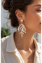 Coral Formed Natural-Looking Stone Detailed Dangle Earrings in Off-White & Burgundy Color Options Elegant Design - 8