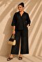 Women's Plus Size Scallop Embroidered Half-Lined Shirt and Pants 2-Piece Set (Not Stretchy)