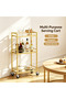 FFD Gold 3-Tier Rolling Bar Cart with Glass Shelves - Mobile Serving Trolley for Kitchen, Dining Room, Coffee Station & Home Bar - 5