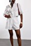 White 100% Cotton Embroidered Shirt and Lined Shorts Set Rob39429 - 5