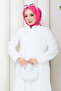 Women's Lace Detailed Long Lined Brode Dress - 5