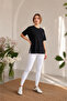 Black Crew Neck Basic Women's T-Shirt 100% Cotton Side Slits Short Sleeve Casual Comfortable Cut - 2