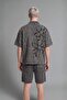 100% Cotton Boxy Fit Printed Muslin Short Sleeve Anthracite Shirt I3050Ax26Hs - 2