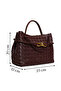 Burgundy Leather Knitted Women's Handbag - 3