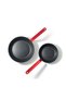 2 Piece Swiss Coating Frying Pan Set, 20 and 26 CM, Non-stick, Oven Safe & Dishwasher Safe, Induction Compatible, PFOA PFOS Free - Black with Red Handles