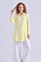 Women's Shirt Collar Wooden Buttoned Collage Elastic Aerobin Woven Tunic - Regular Fit - 5